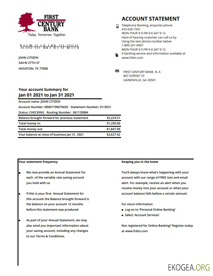 USA Géorgie Gainesville banque du premier siècle